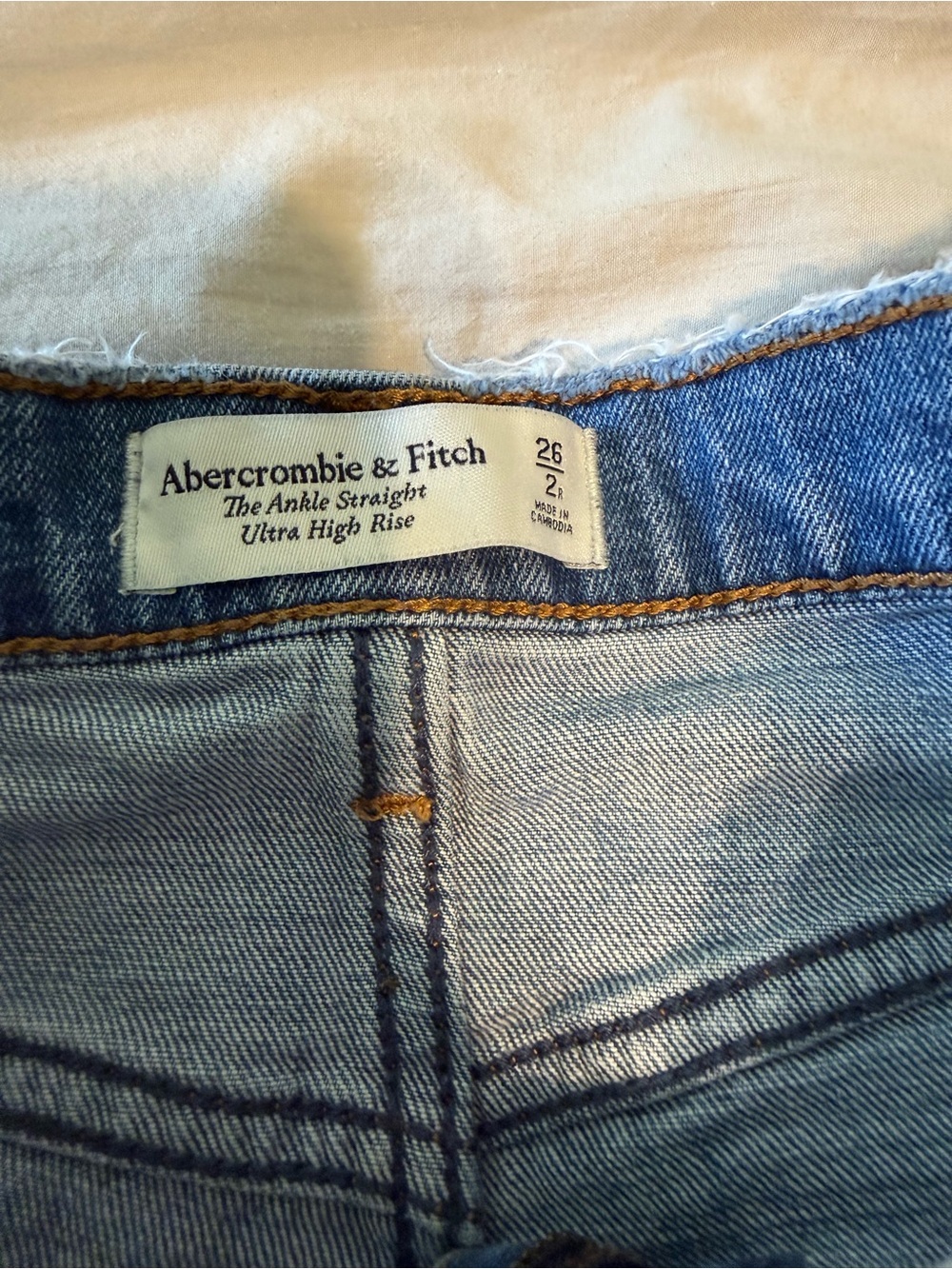 Abercrombie & Fitch Light Blue Ankle Straight Ultra High Rise Jeans